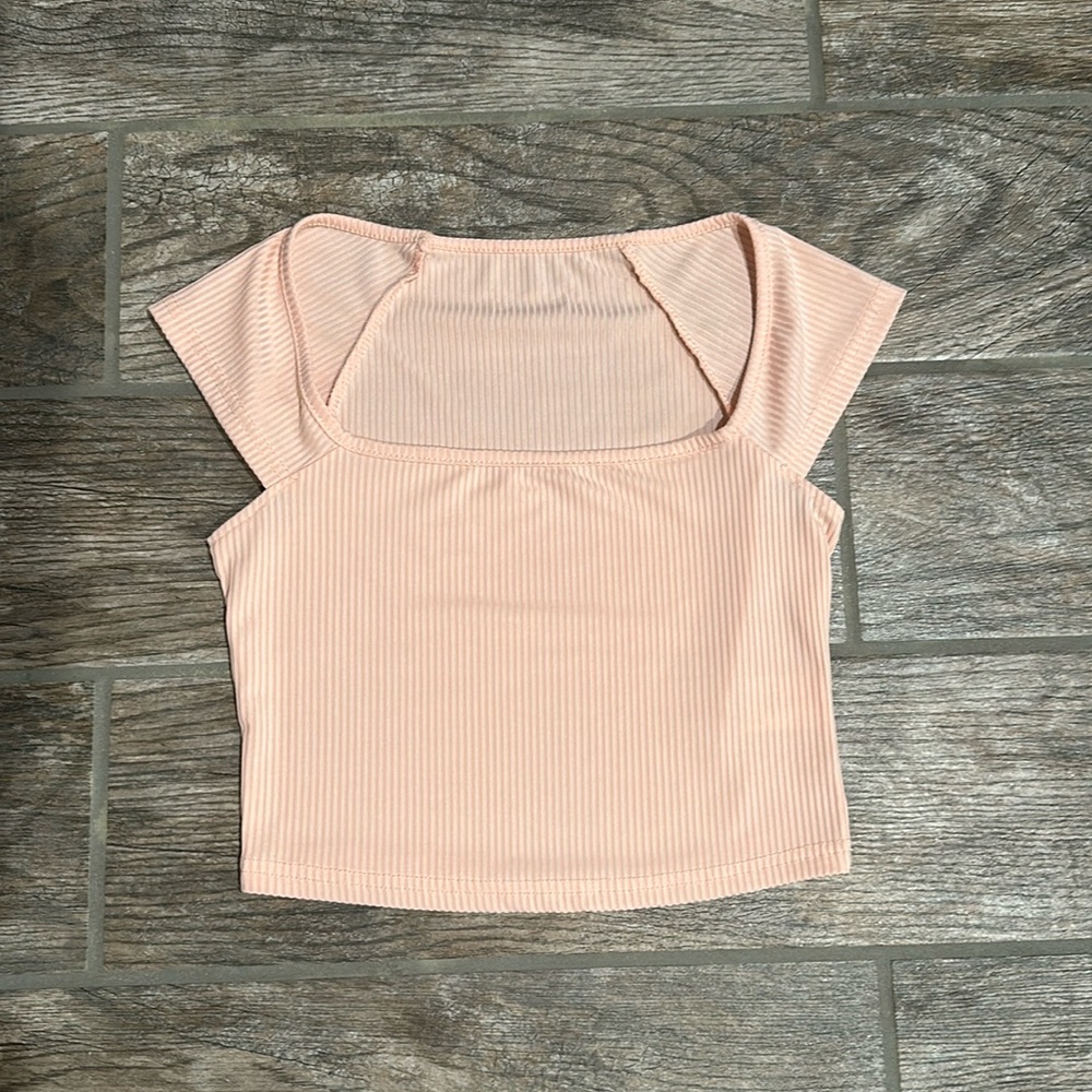 Pink ribbed top, size small